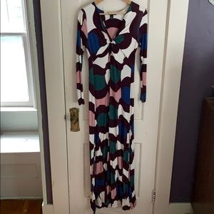 Long Sleeved Bold Patterned Maternity Maxi Dress